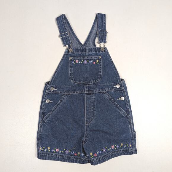 Vtg Y2K Sonoma Denim Embroidered Shortalls Sz 6x - Picture 1 of 5
